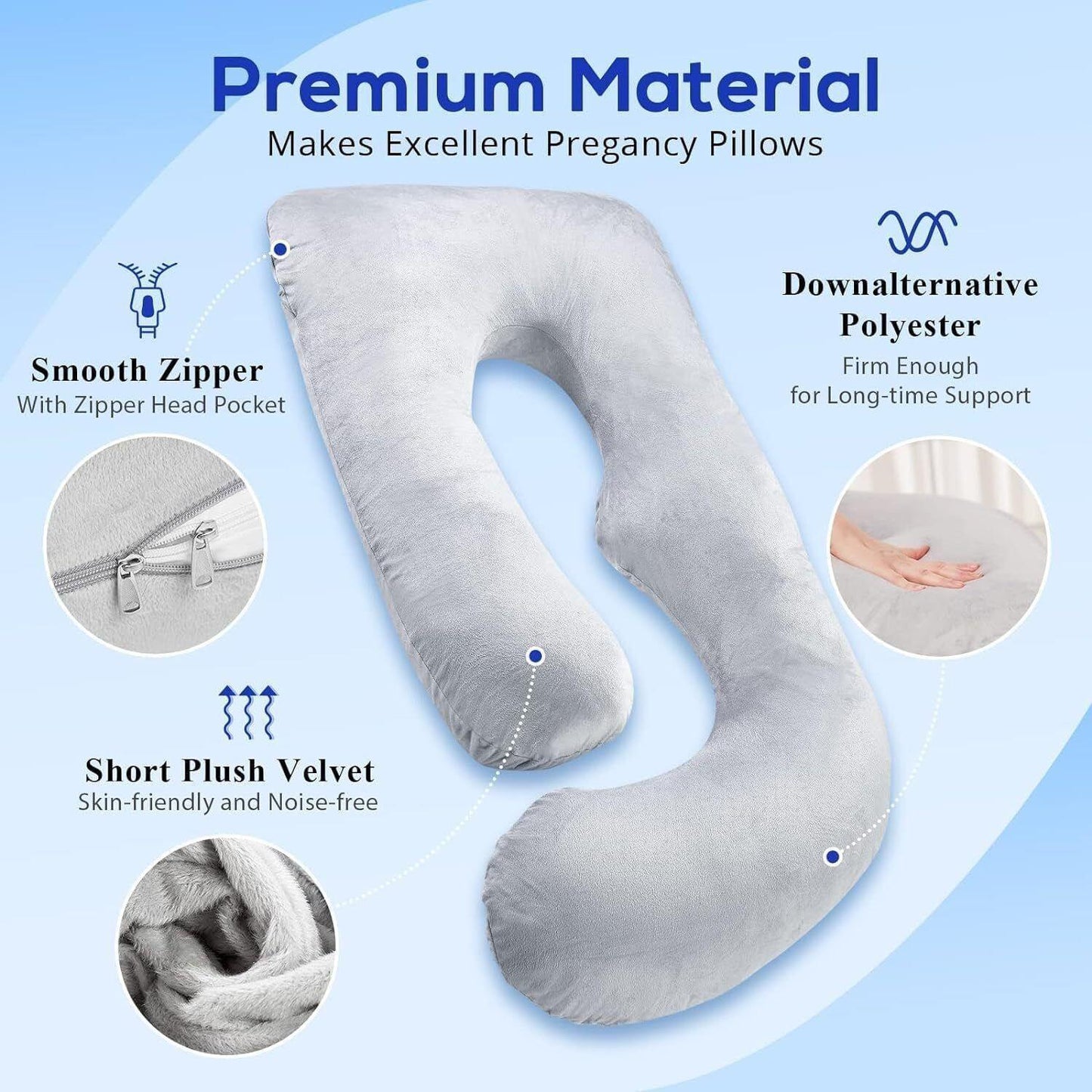 J-shaped Crystal Velvet Maternity Pillow - Relief For Body