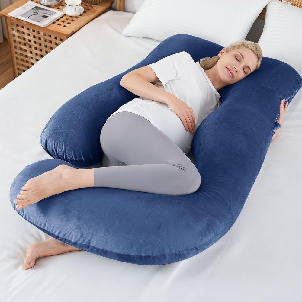 J-shaped Crystal Velvet Maternity Pillow - Relief For Body