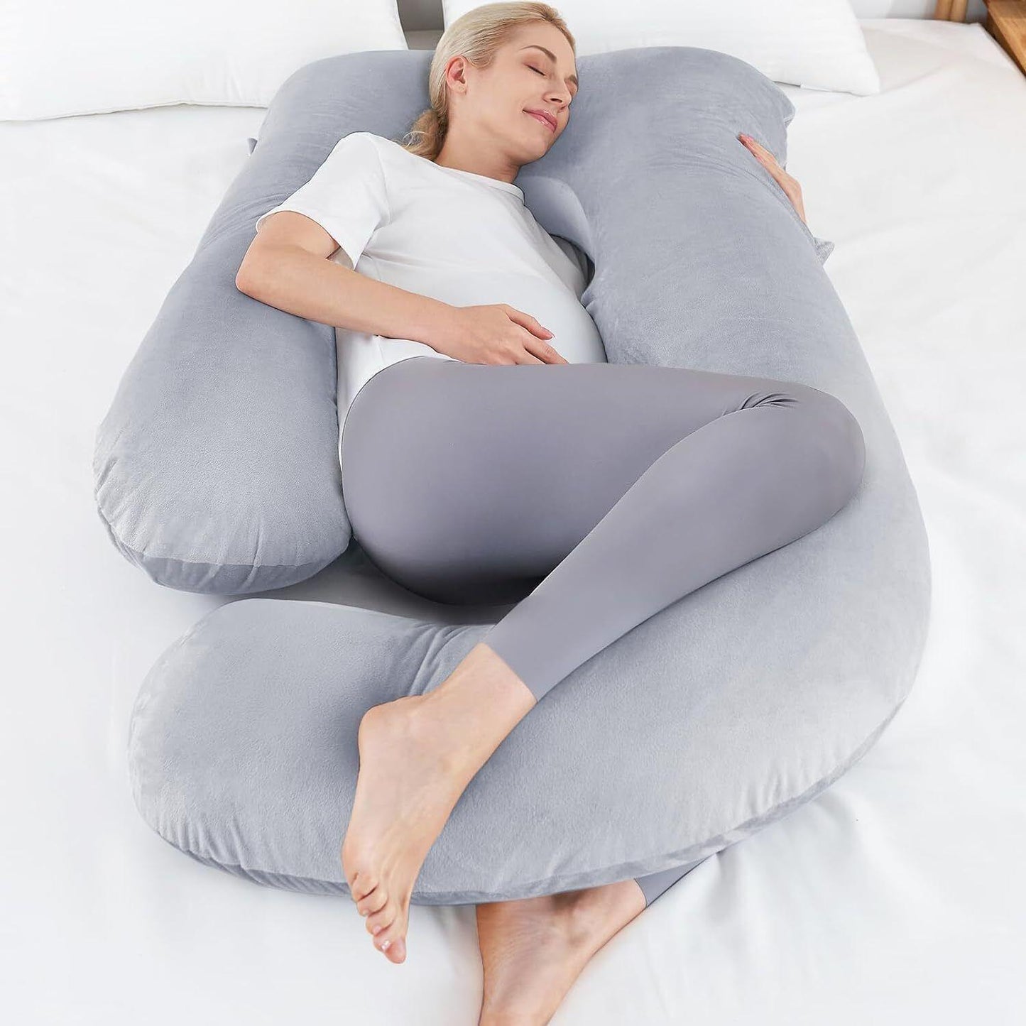 J-shaped Crystal Velvet Maternity Pillow - Relief For Body