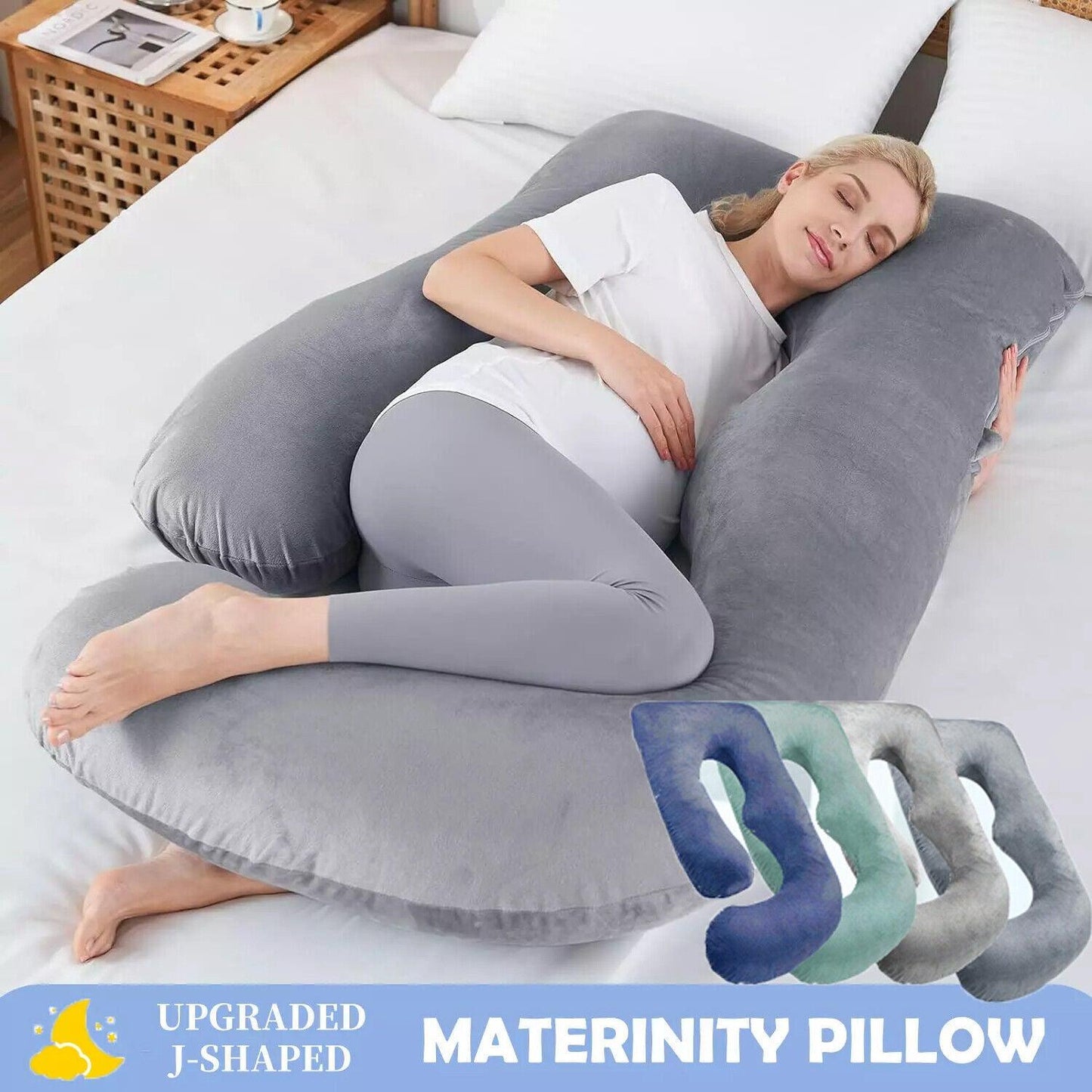 J-shaped Crystal Velvet Maternity Pillow - Relief For Body