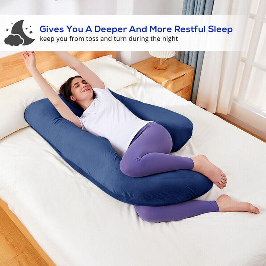 J-shaped Crystal Velvet Maternity Pillow - Relief For Body