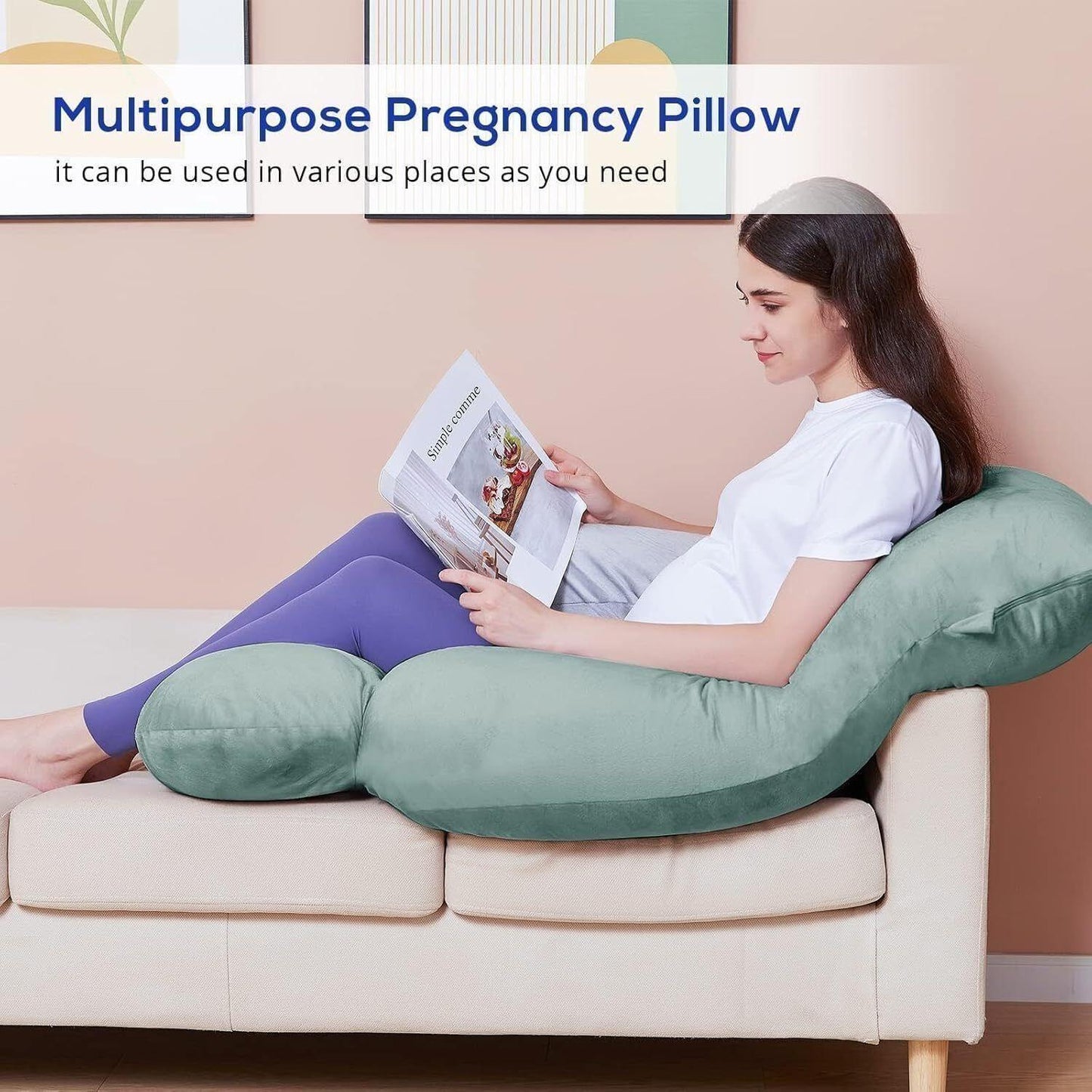 J-shaped Crystal Velvet Maternity Pillow - Relief For Body