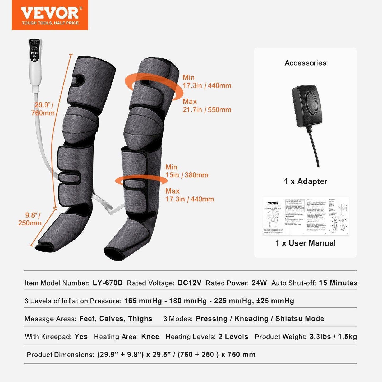 Full Leg Air Compression Massager with Heat – Foot, Calf, Knee & Thigh Relief - Relief For Body