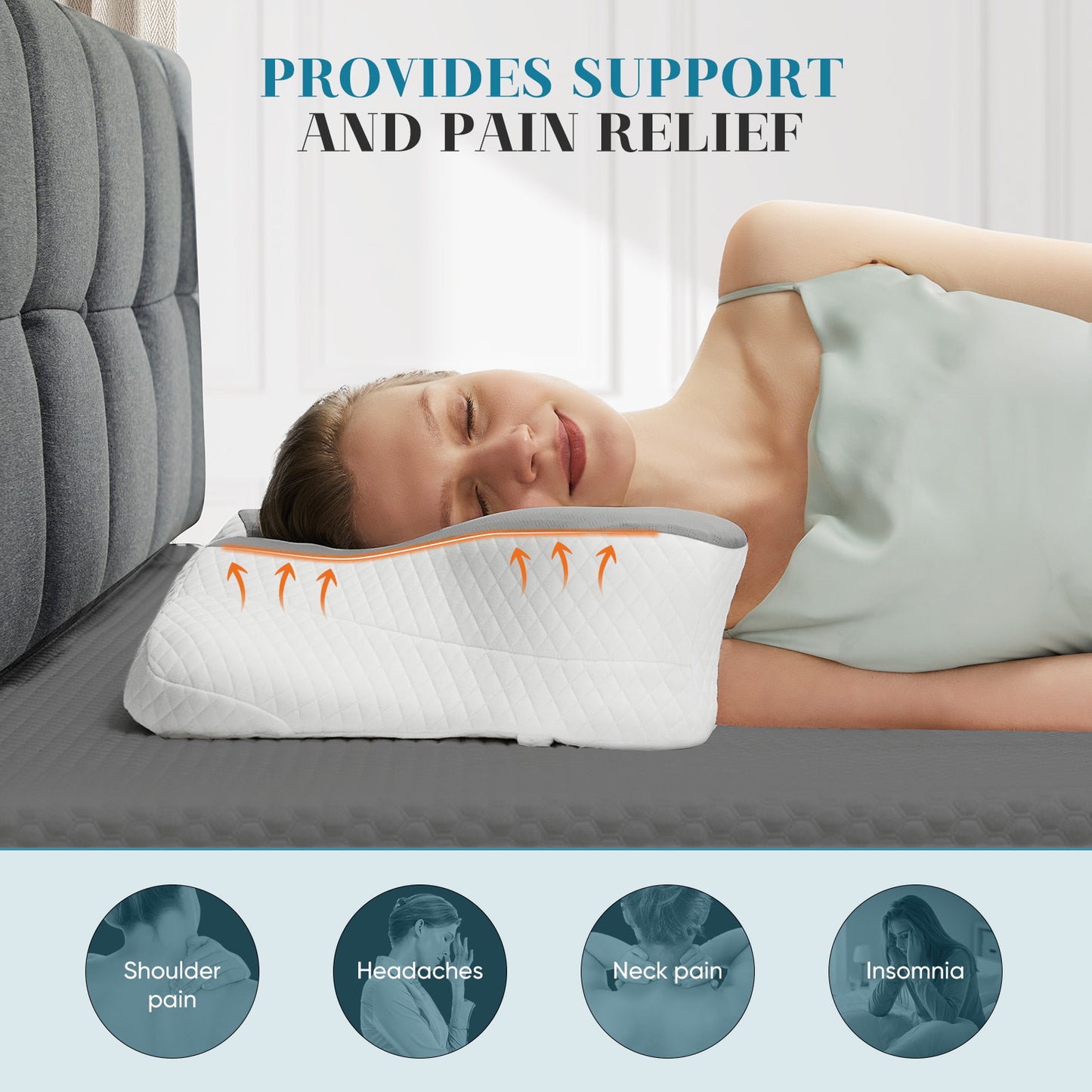 Ergonomic Foam Neck Pillow, Neck Support, Neck Protection Good Sleep - Relief For Body