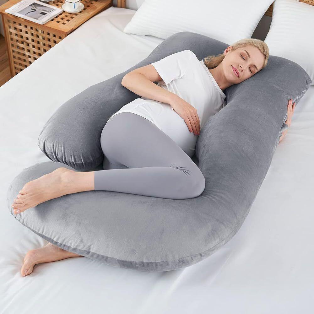 J-shaped Crystal Velvet Maternity Pillow - Relief For Body
