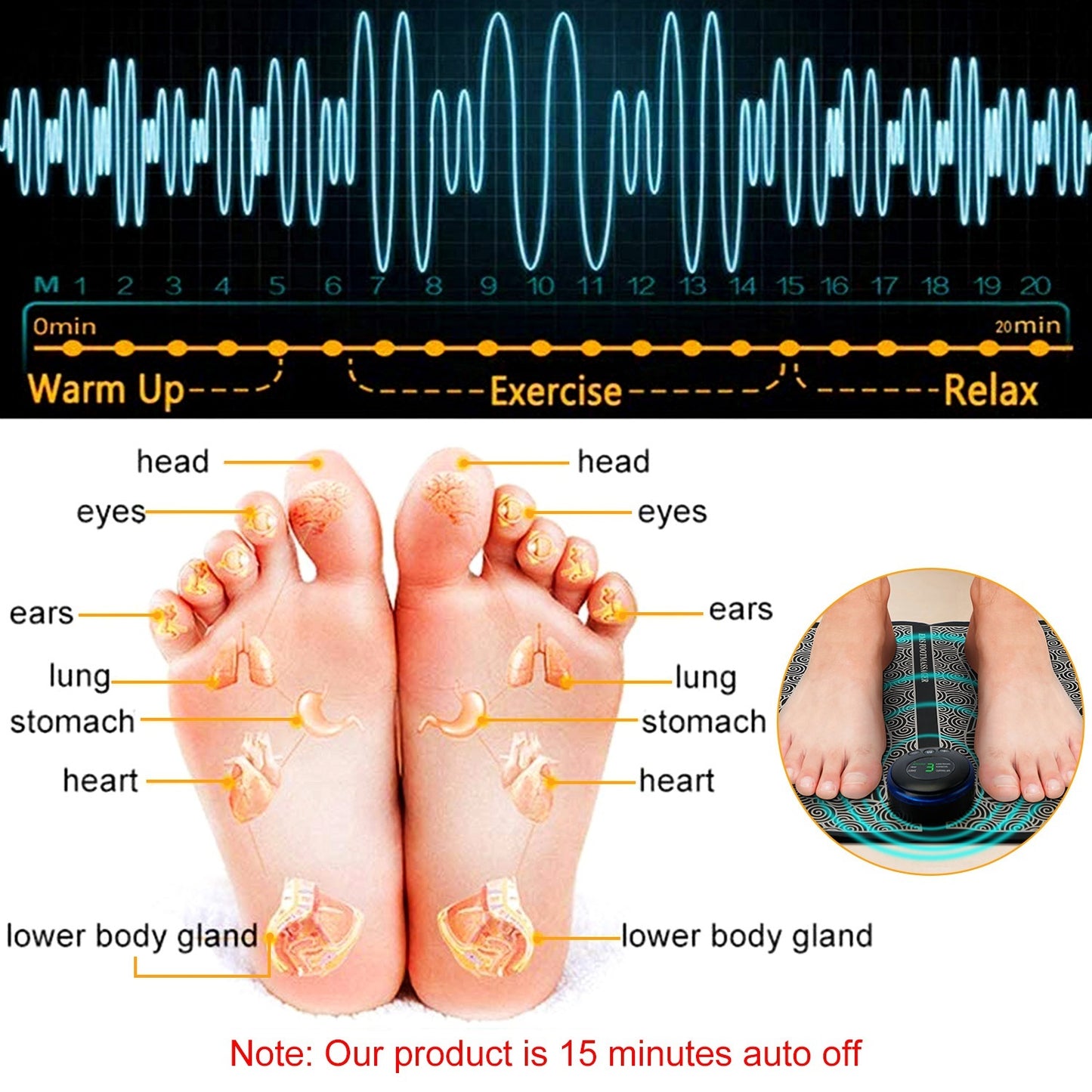 Foot Massage Pad Electric Stimulator Massager - Relief For Body