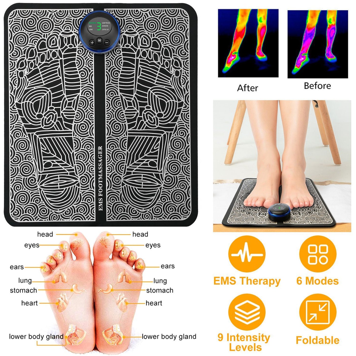 Foot Massage Pad Electric Stimulator Massager - Relief For Body