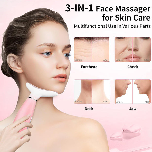 Facial And Neck Massager, Pink Neck Beauty Device - Relief For Body