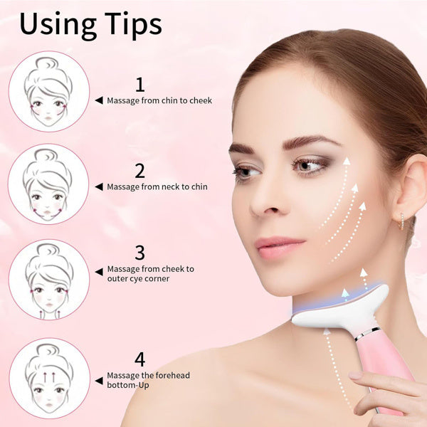 Facial And Neck Massager, Pink Neck Beauty Device - Relief For Body
