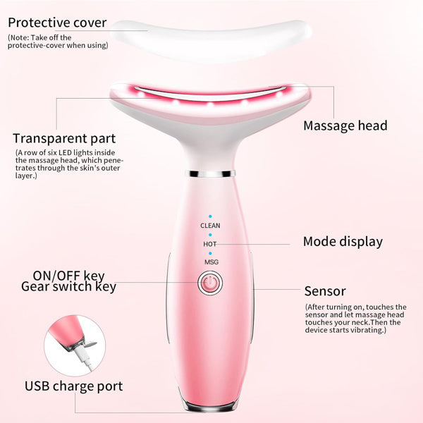 Facial And Neck Massager, Pink Neck Beauty Device - Relief For Body