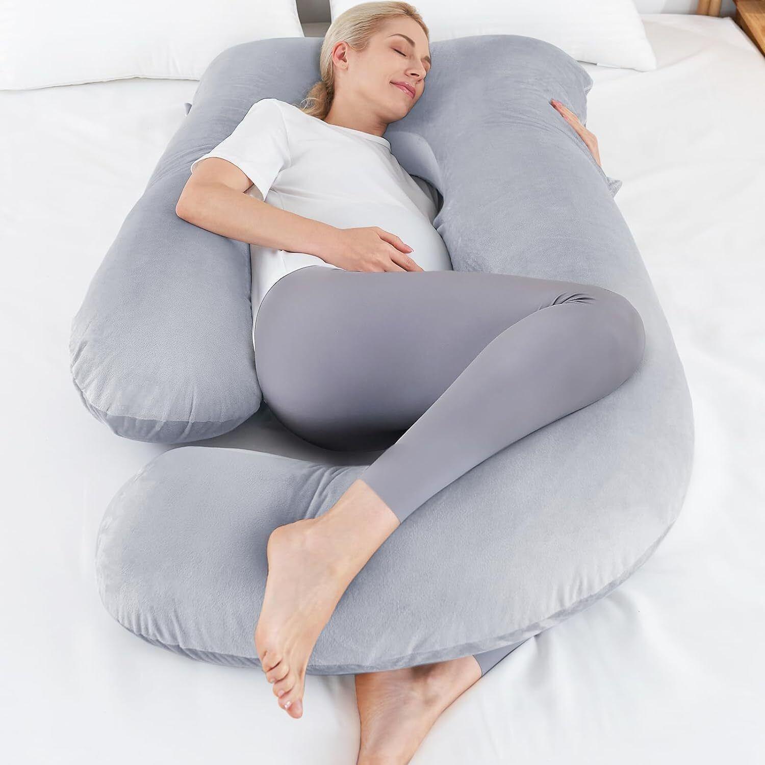 J-shaped Crystal Velvet Maternity Pillow - Relief For Body