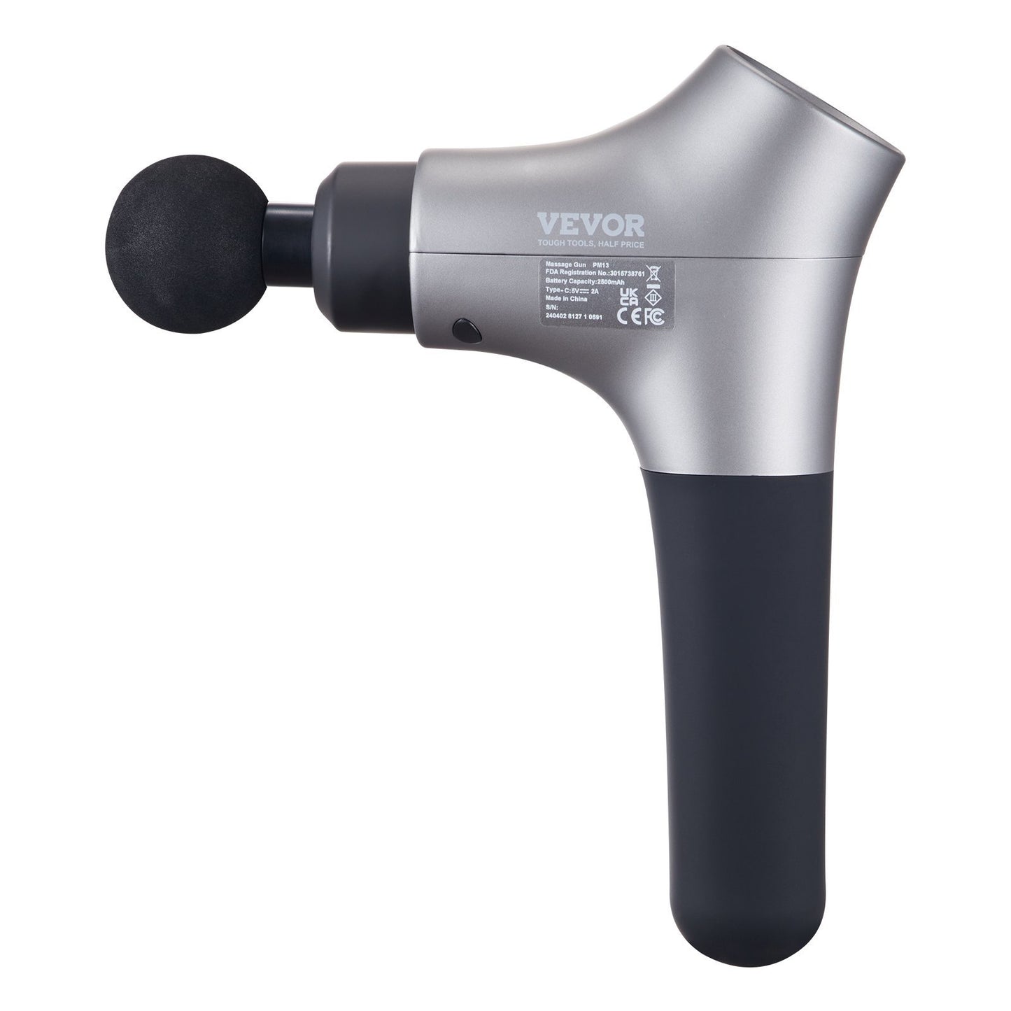 VEVOR Massage Gun Deep Tissue, Percussion Muscle Massager For Athletes - With 6 Speed Levels & 4 Massage Heads, 12V 2500mAh Batteries, Handheld Electric Massage Gun For Pain Relief, Muscle Relaxation - Relief For Body