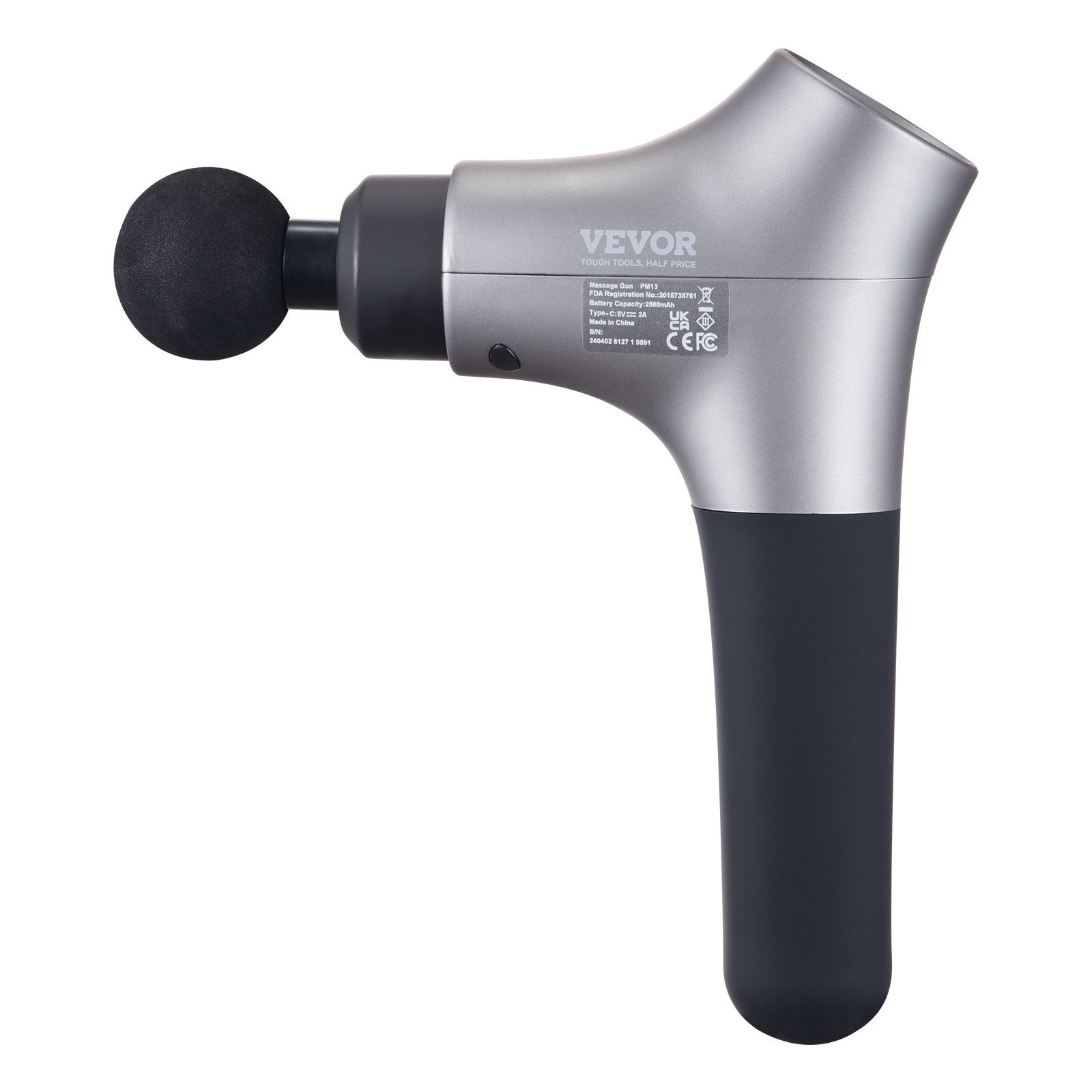 VEVOR Massage Gun Deep Tissue, Percussion Muscle Massager For Athletes - With 6 Speed Levels & 4 Massage Heads, 12V 2500mAh Batteries, Handheld Electric Massage Gun For Pain Relief, Muscle Relaxation - Relief For Body