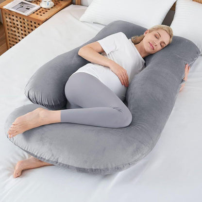J-shaped Crystal Velvet Maternity Pillow - Relief For Body