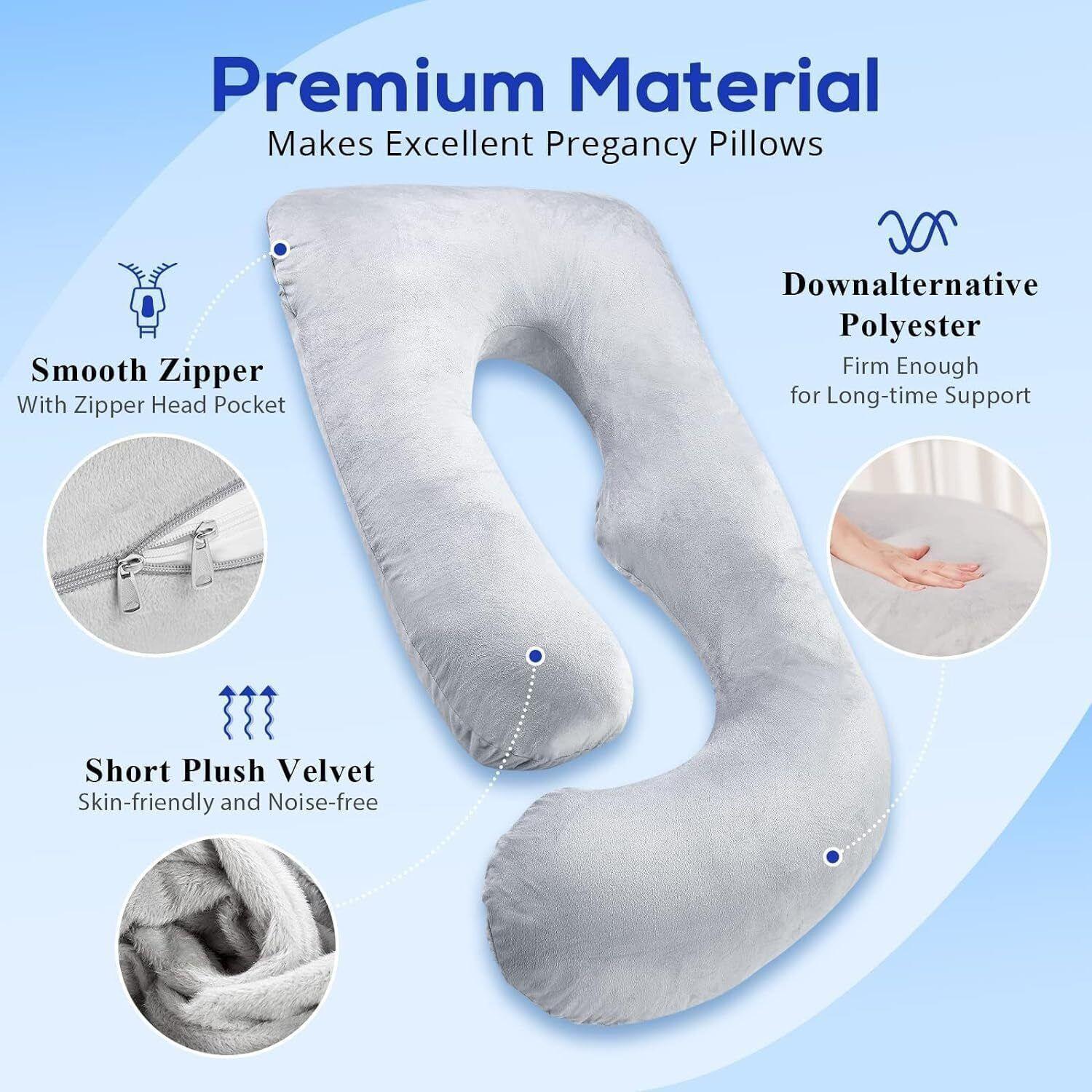 J-shaped Crystal Velvet Maternity Pillow - Relief For Body