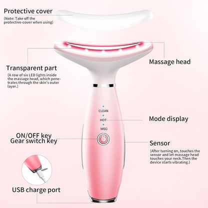 Facial And Neck Massager, Pink Neck Beauty Device - Relief For Body